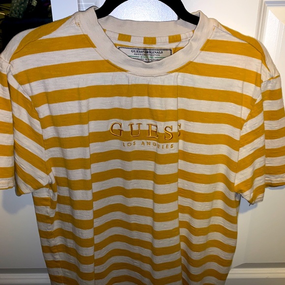 Striped Guess Los Angelos Gold Men’s Tshirt - Picture 1 of 3
